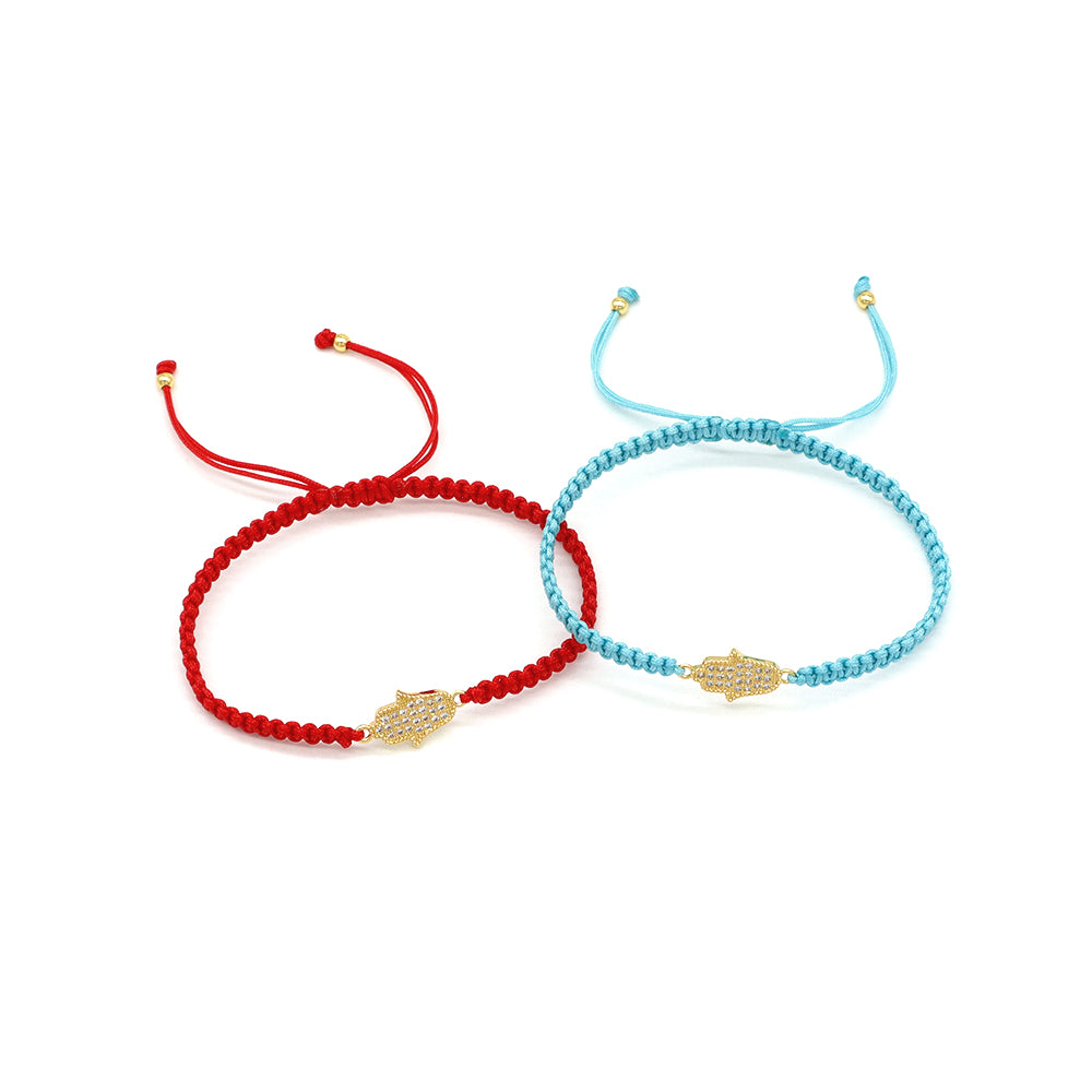 Handmade Customizable Brass Charm Bracelet With Cotton Wire