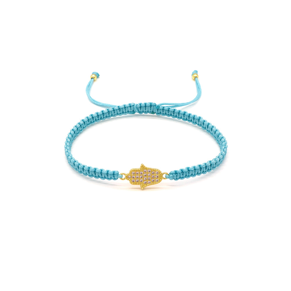 Handmade Customizable Brass Charm Bracelet With Cotton Wire