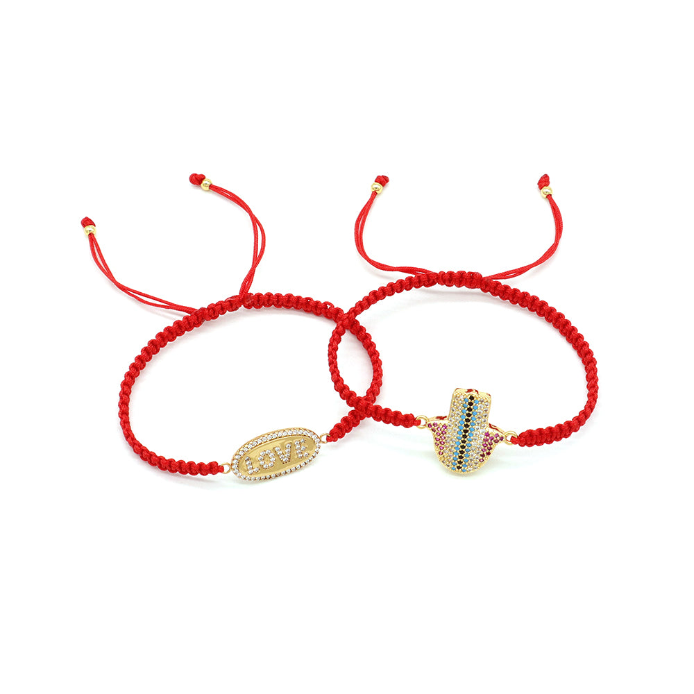 Handmade Customizable Brass Charm Bracelet With Cotton Wire