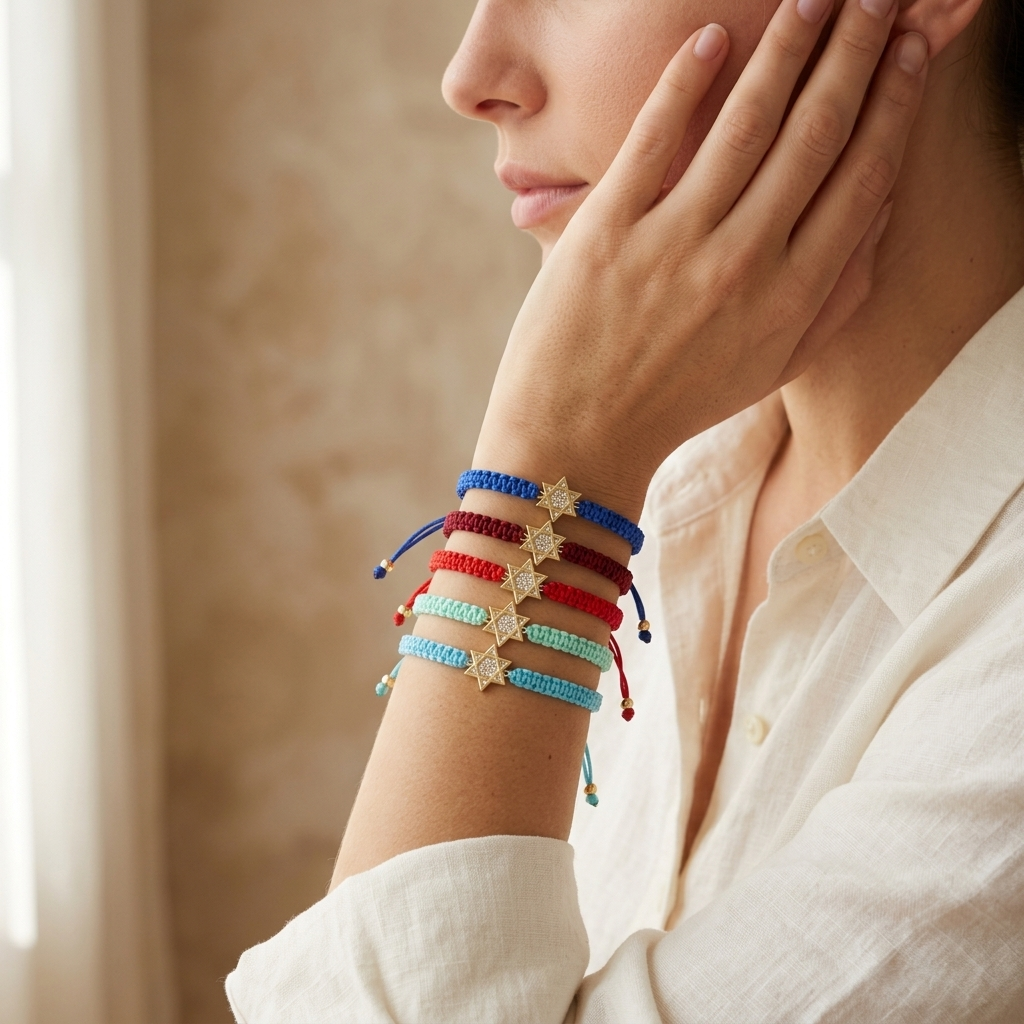 Handmade Customizable Brass Charm Bracelet With Cotton Wire
