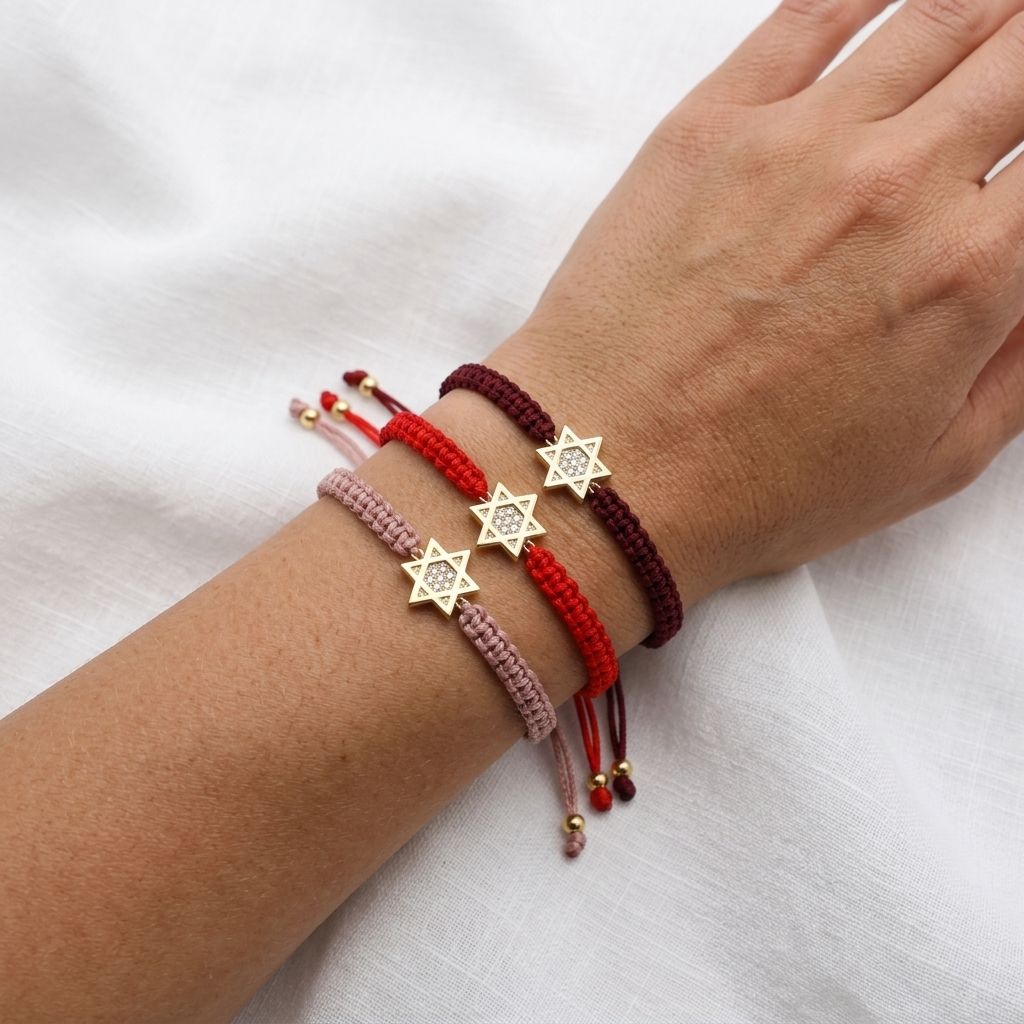 Handmade Customizable Brass Charm Bracelet With Cotton Wire