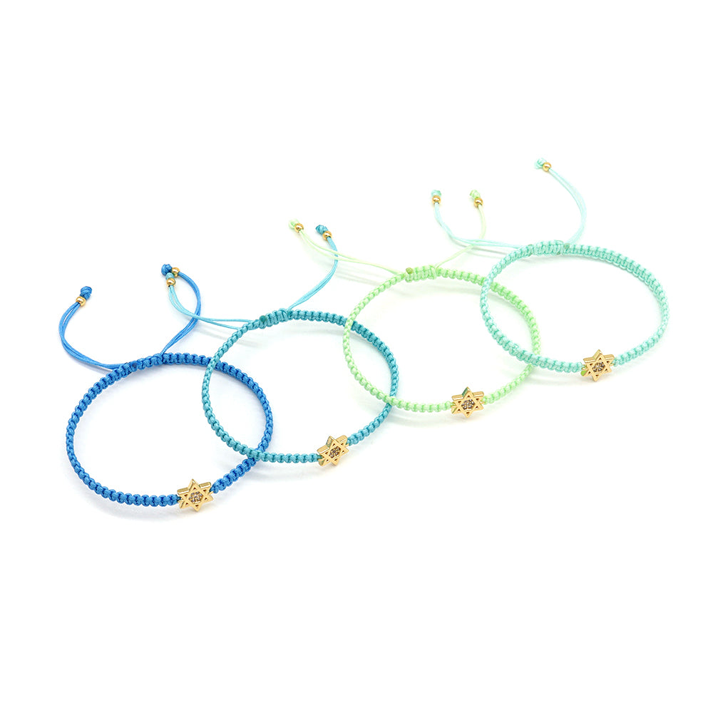 Handmade Customizable Brass Charm Bracelet With Cotton Wire