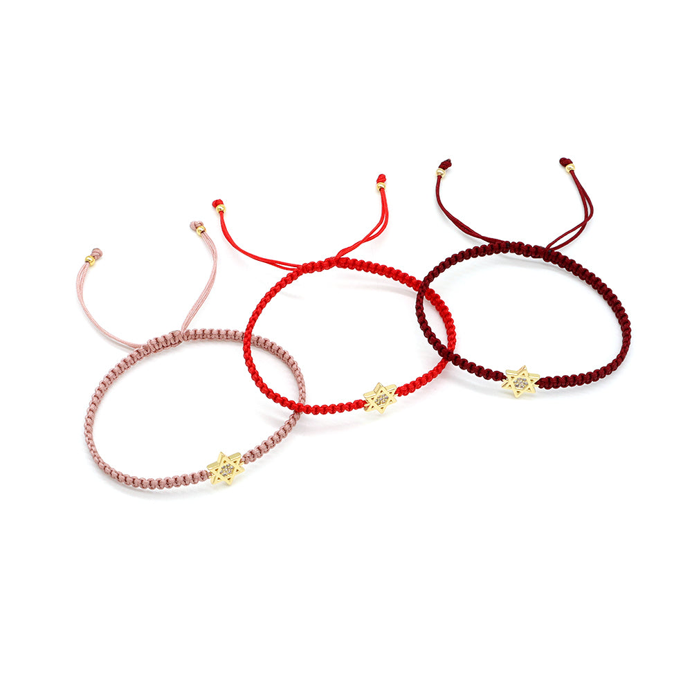 Handmade Customizable Brass Charm Bracelet With Cotton Wire