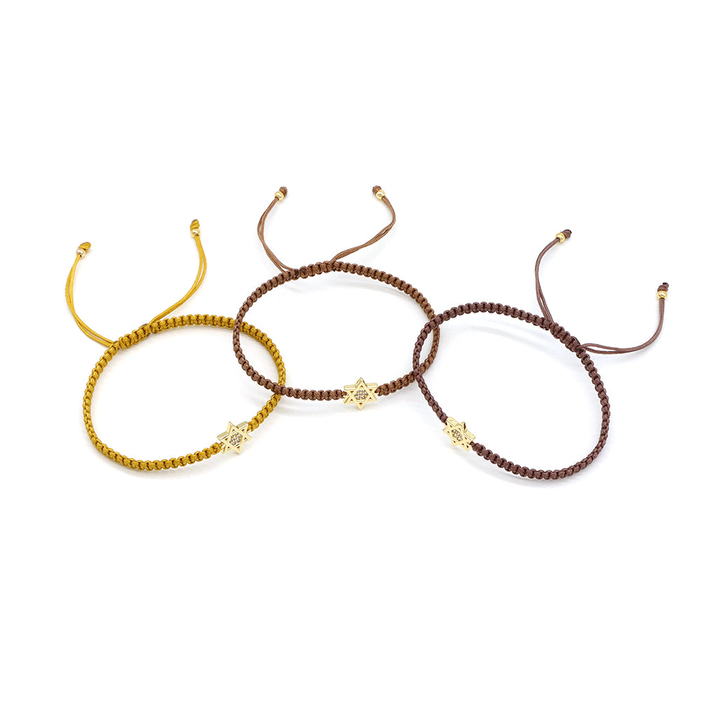 Handmade Customizable Brass Charm Bracelet With Cotton Wire