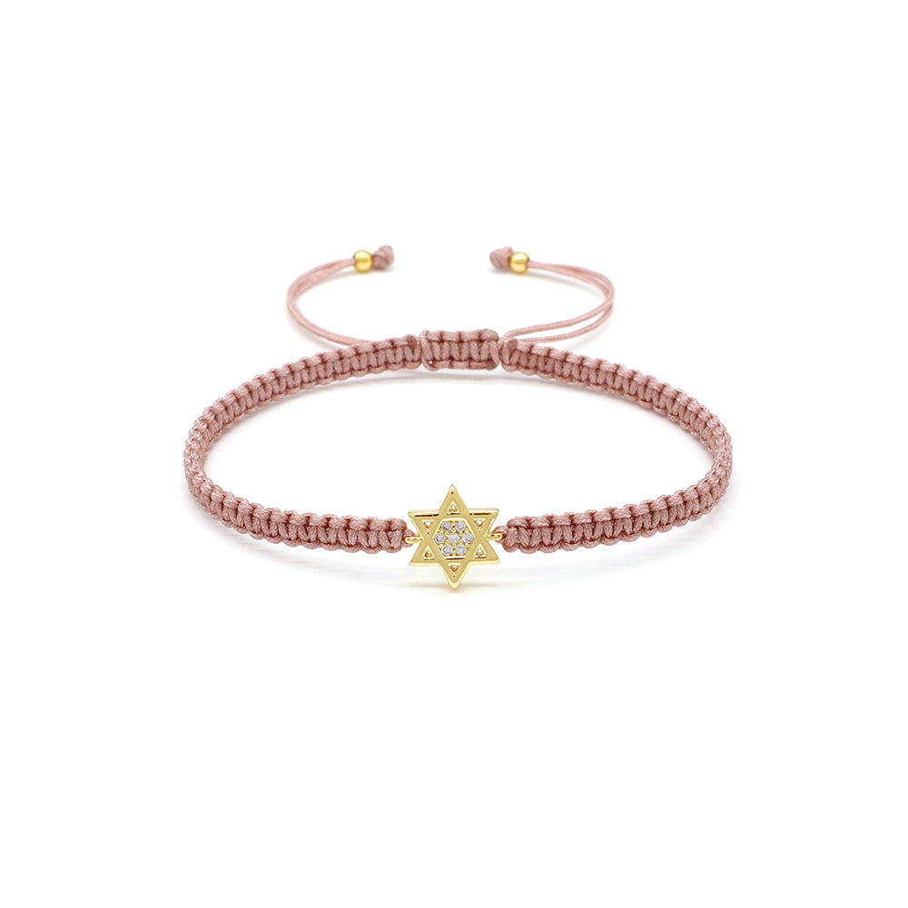 Handmade Customizable Brass Charm Bracelet With Cotton Wire