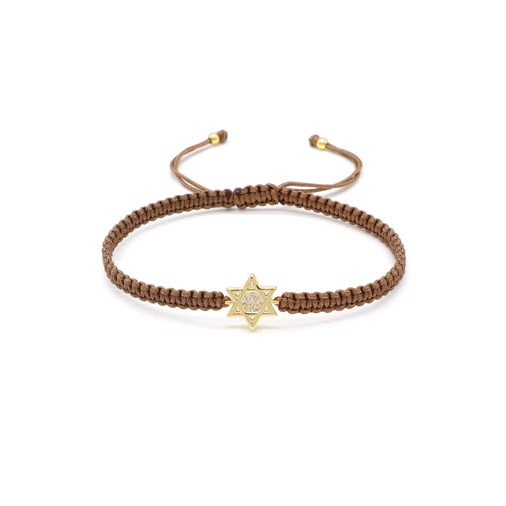 Handmade Customizable Brass Charm Bracelet With Cotton Wire