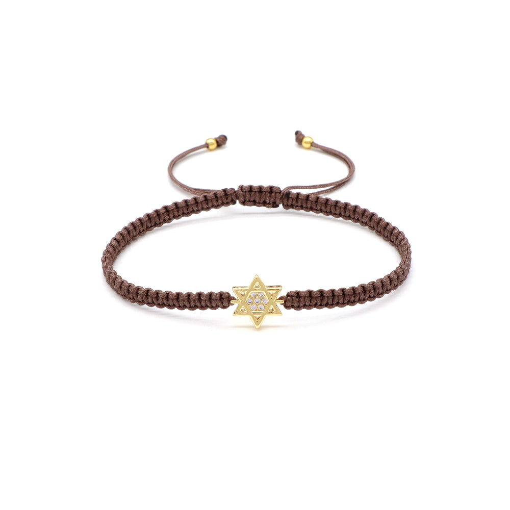 Handmade Customizable Brass Charm Bracelet With Cotton Wire
