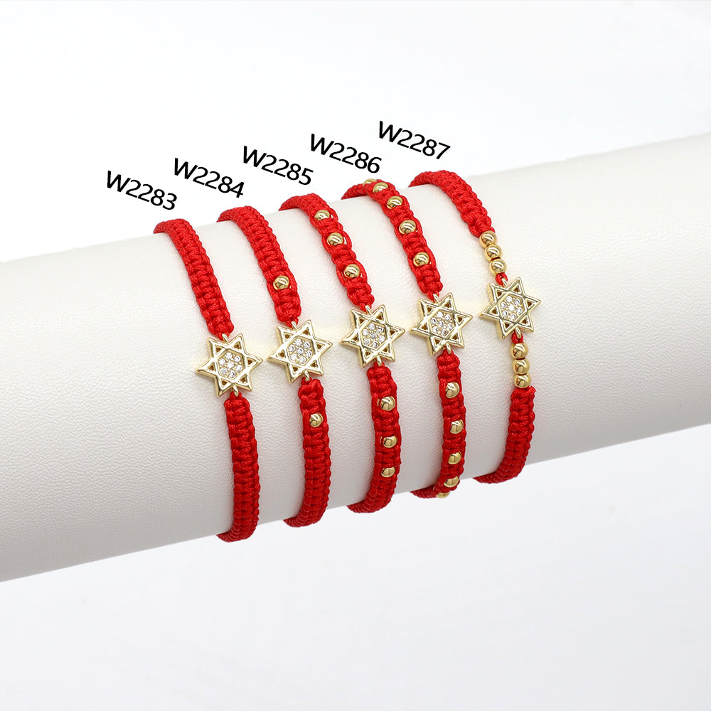 Handmade Customizable Brass Charm Bracelet With Cotton Wire
