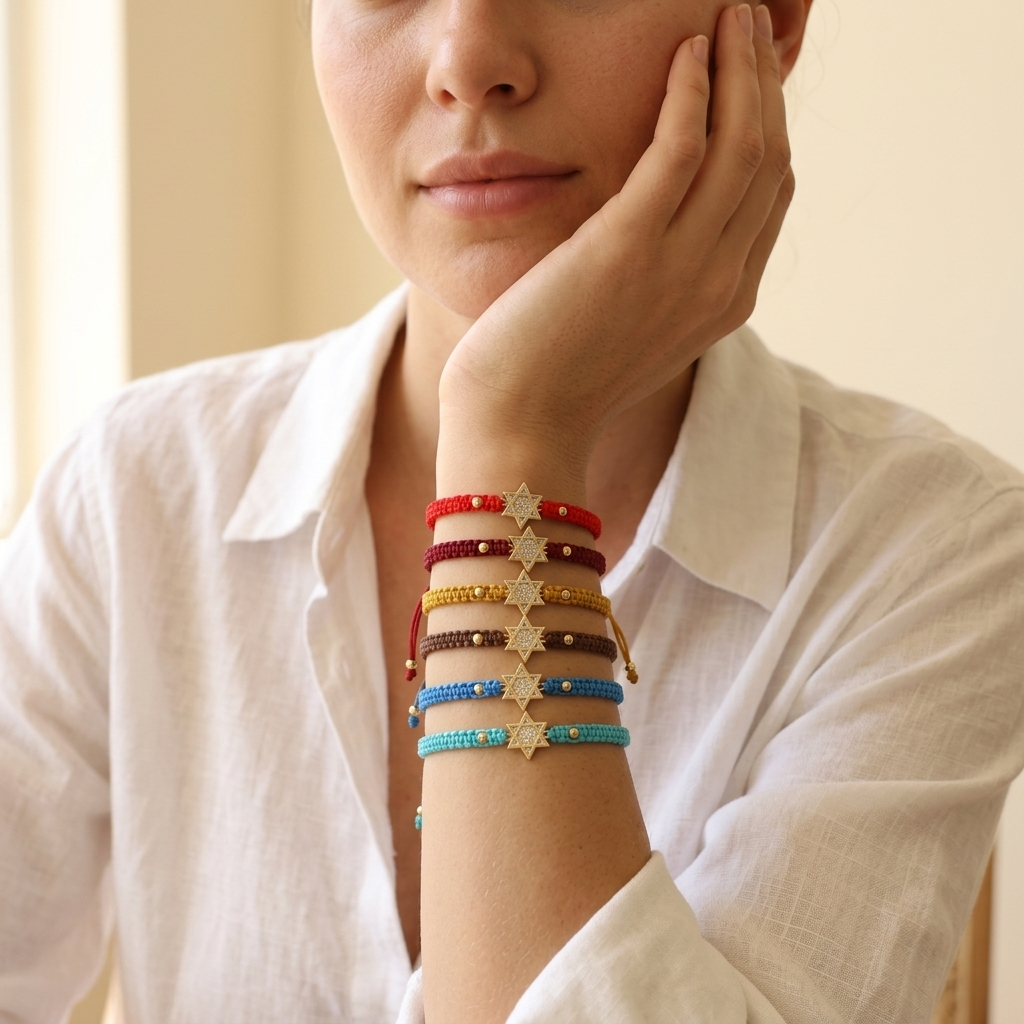 Handmade Customizable Brass Charm Bracelet With Cotton Wire