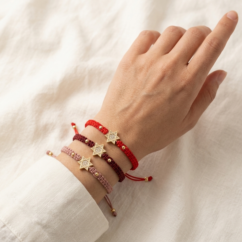 Handmade Customizable Brass Charm Bracelet With Cotton Wire