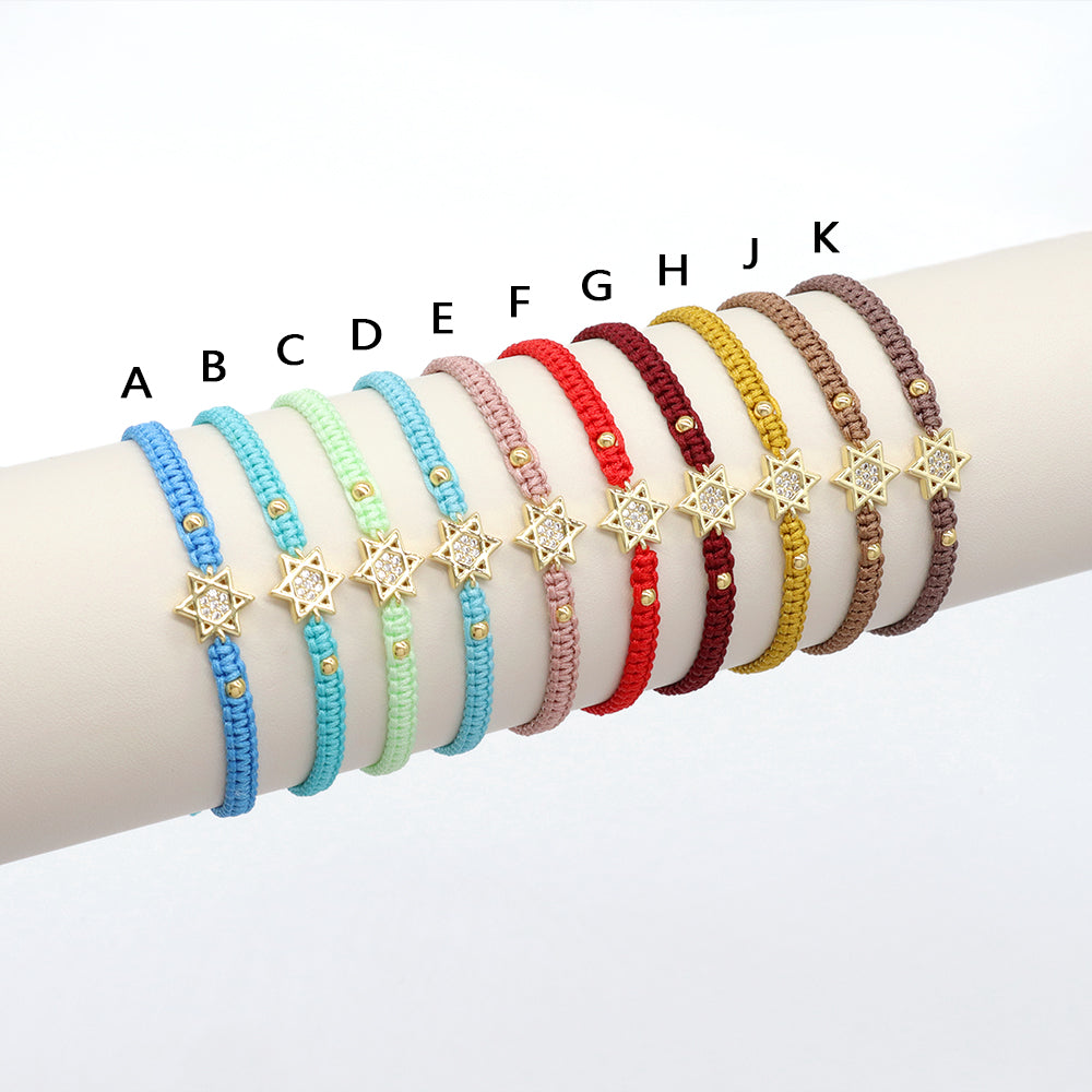 Handmade Customizable Brass Charm Bracelet With Cotton Wire