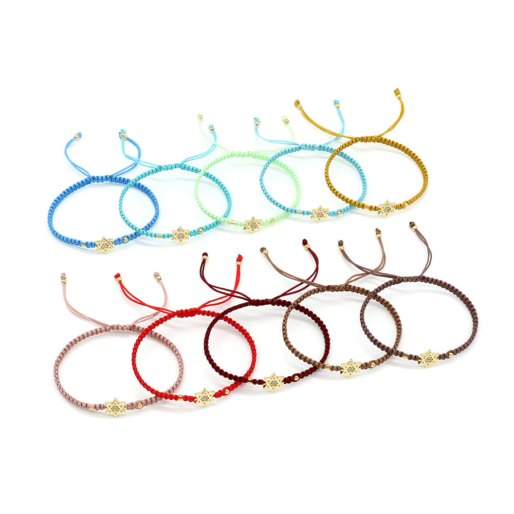 Handmade Customizable Brass Charm Bracelet With Cotton Wire