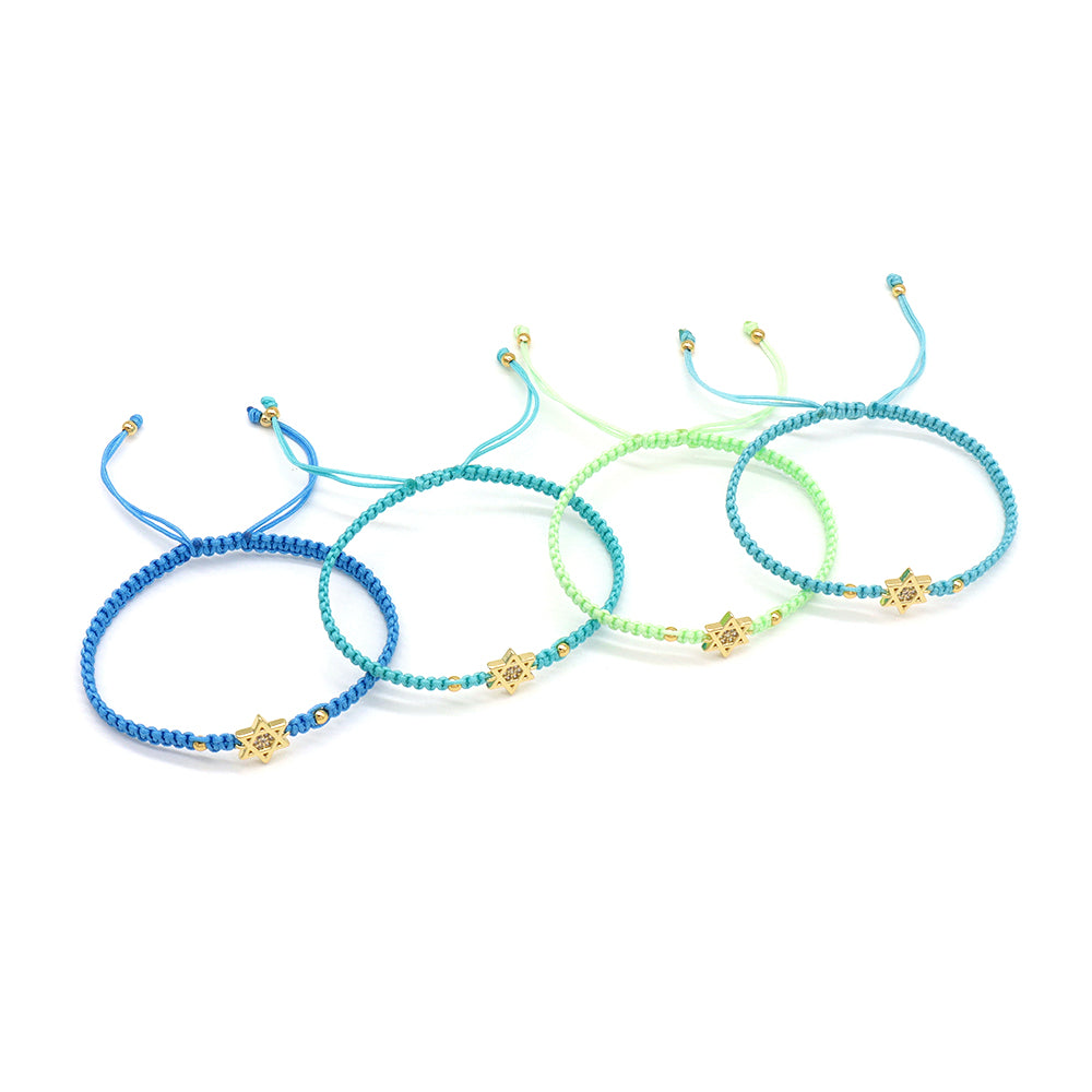Handmade Customizable Brass Charm Bracelet With Cotton Wire