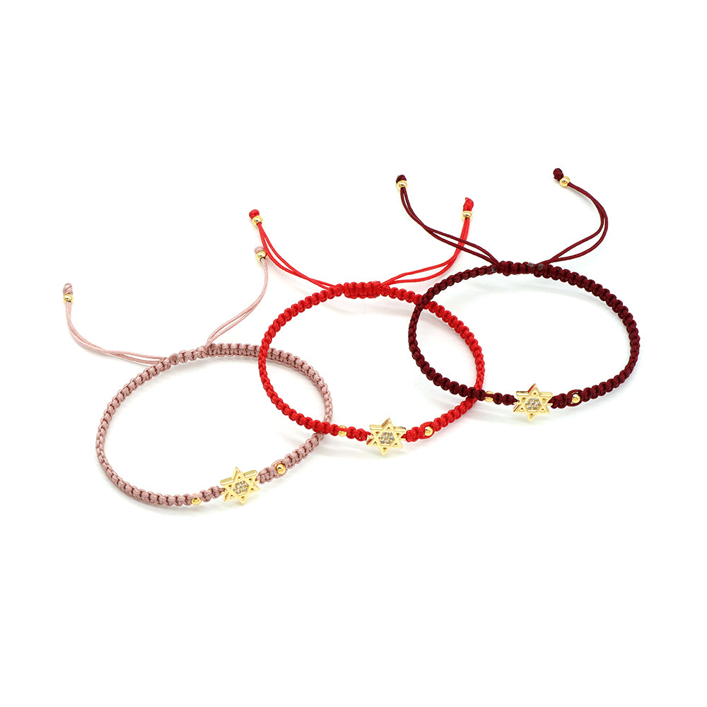 Handmade Customizable Brass Charm Bracelet With Cotton Wire