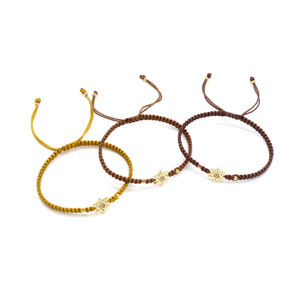 Handmade Customizable Brass Charm Bracelet With Cotton Wire