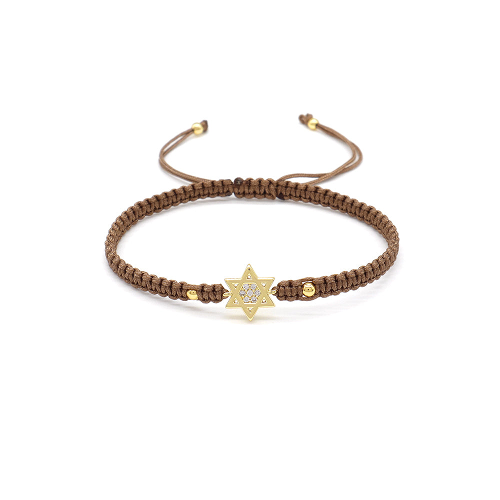Handmade Customizable Brass Charm Bracelet With Cotton Wire