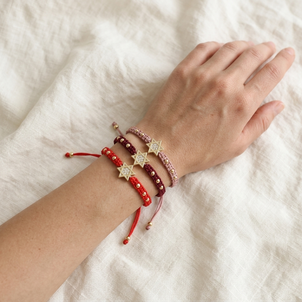 Handmade Customizable Brass Charm Bracelet With Cotton Wire