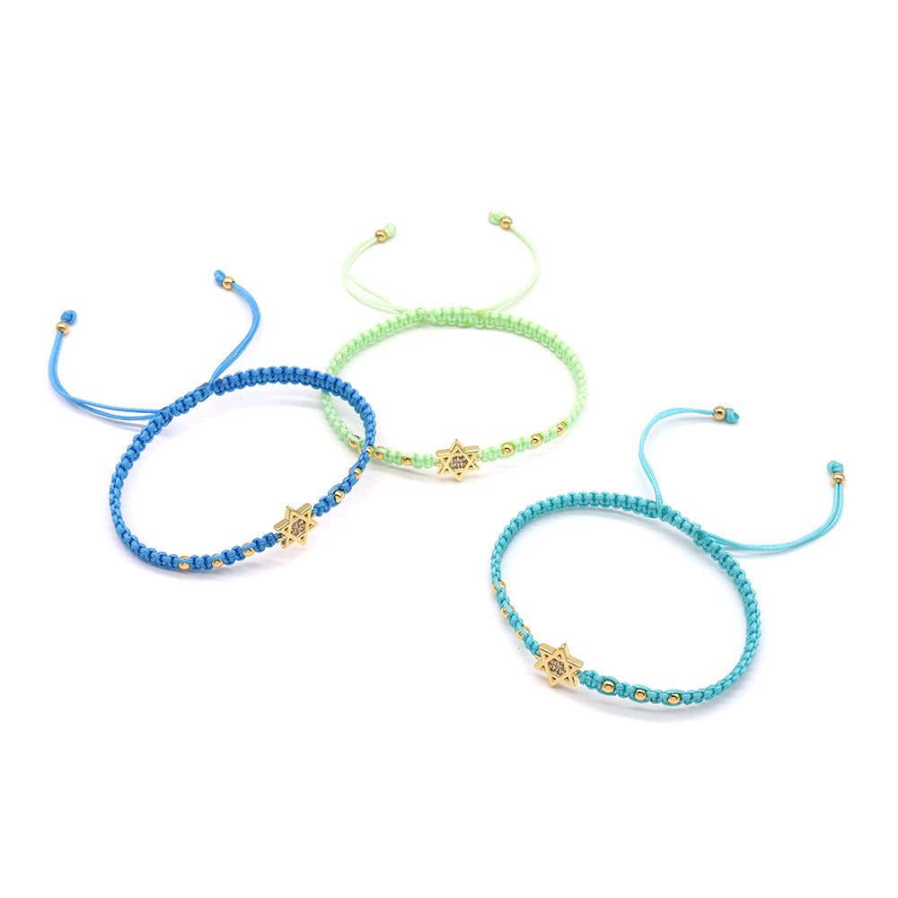 Handmade Customizable Brass Charm Bracelet With Cotton Wire