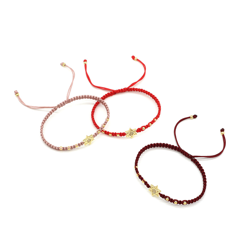 Handmade Customizable Brass Charm Bracelet With Cotton Wire