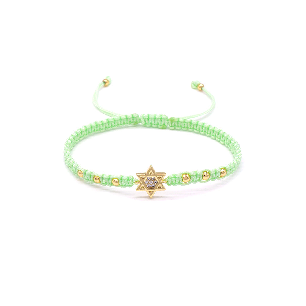 Handmade Customizable Brass Charm Bracelet With Cotton Wire