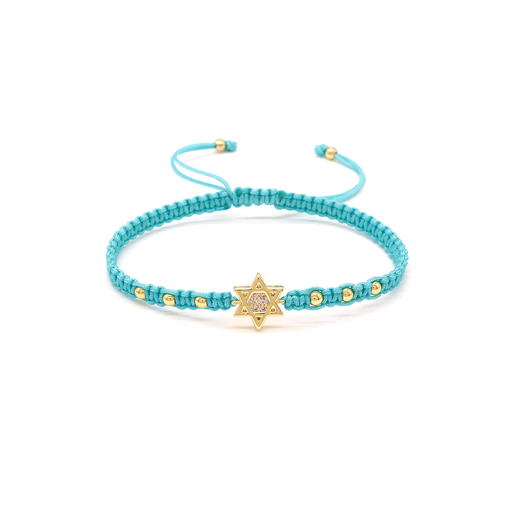 Handmade Customizable Brass Charm Bracelet With Cotton Wire