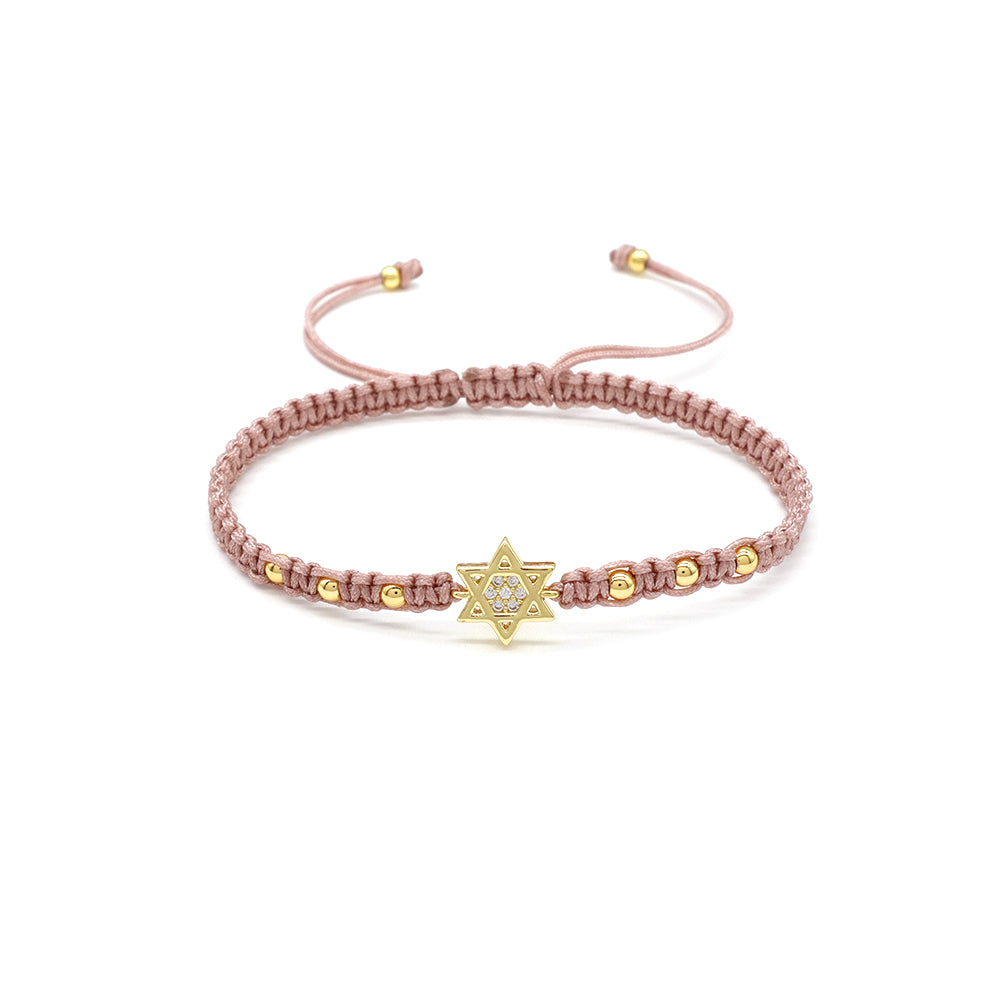 Handmade Customizable Brass Charm Bracelet With Cotton Wire