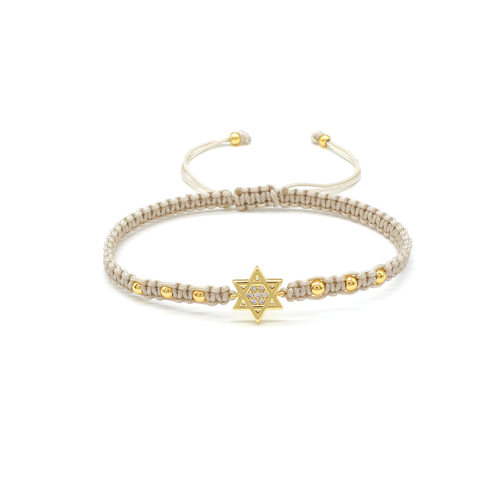 Handmade Customizable Brass Charm Bracelet With Cotton Wire