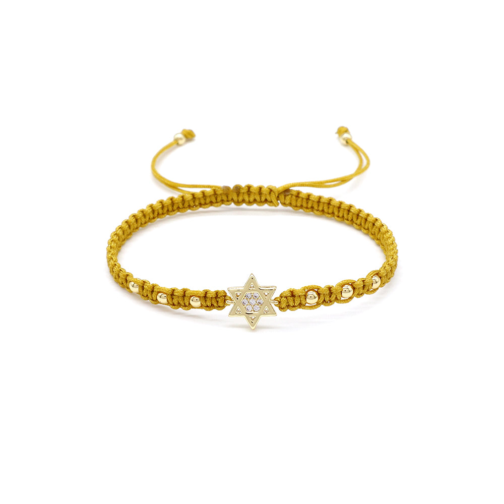 Handmade Customizable Brass Charm Bracelet With Cotton Wire