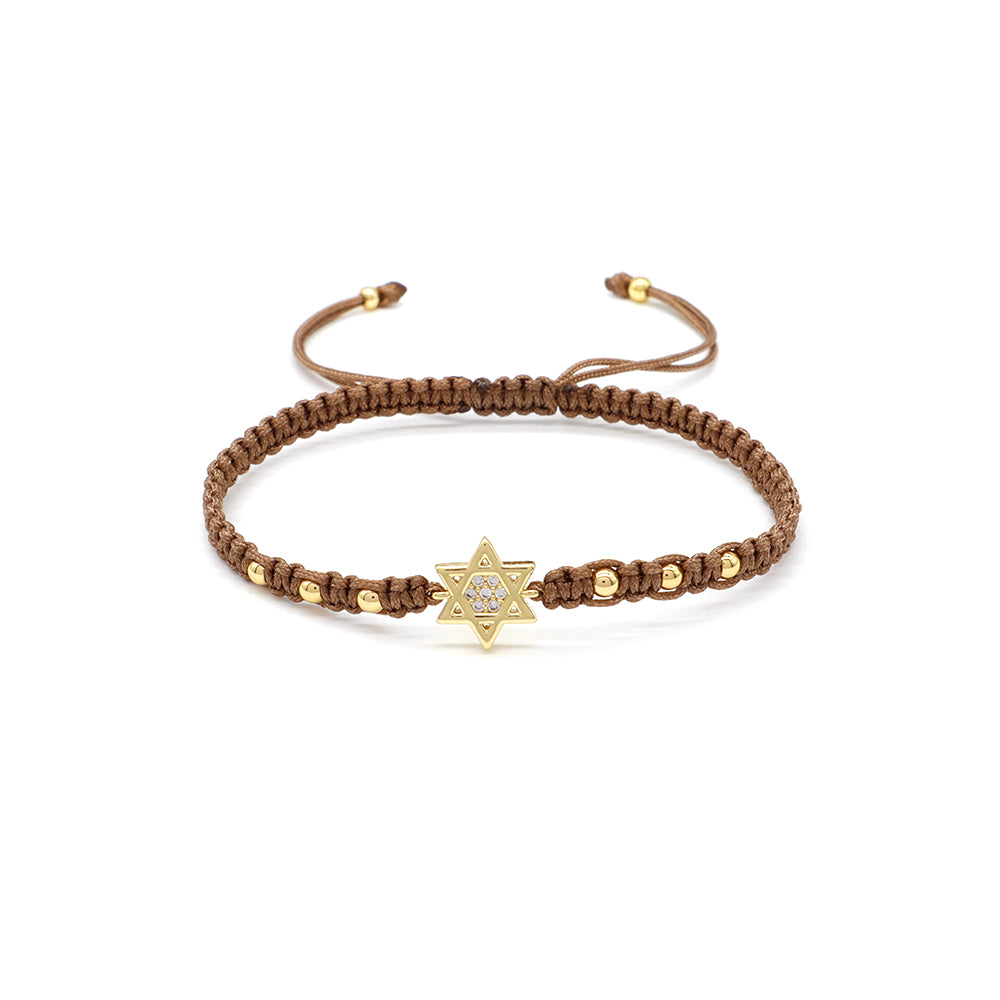 Handmade Customizable Brass Charm Bracelet With Cotton Wire