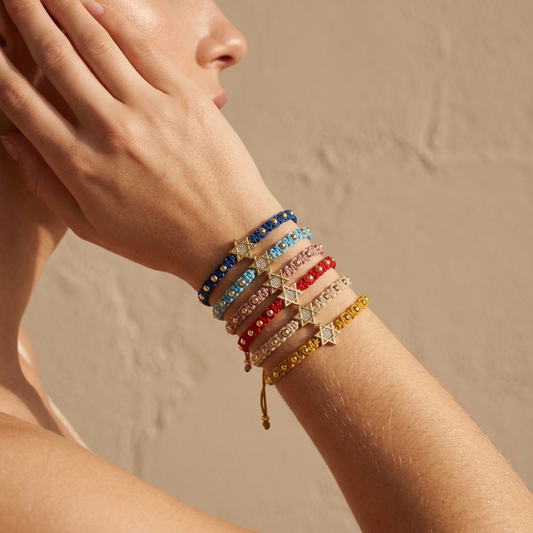 Handmade Customizable Brass Charm Bracelet With Cotton Wire