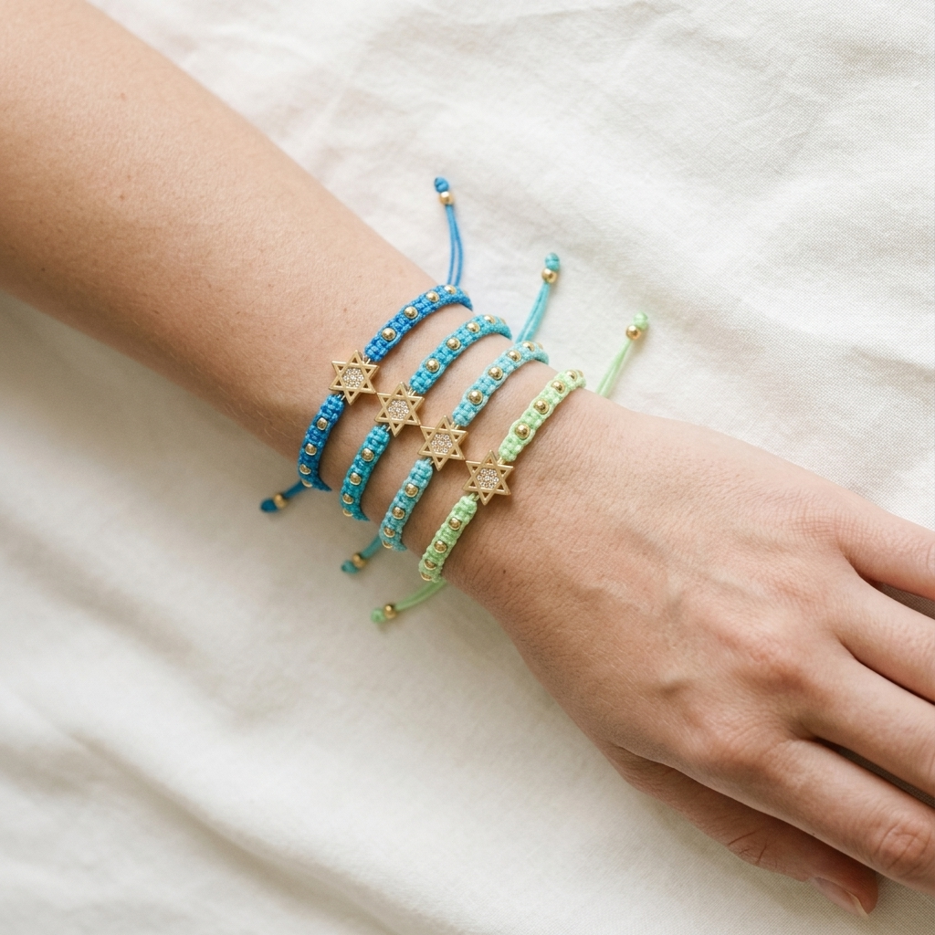 Handmade Customizable Brass Charm Bracelet With Cotton Wire