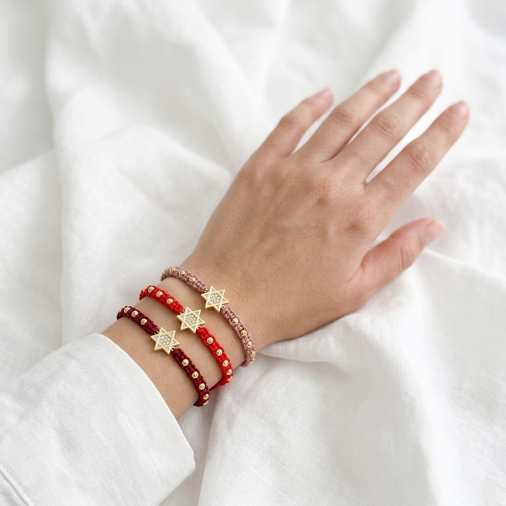 Handmade Customizable Brass Charm Bracelet With Cotton Wire