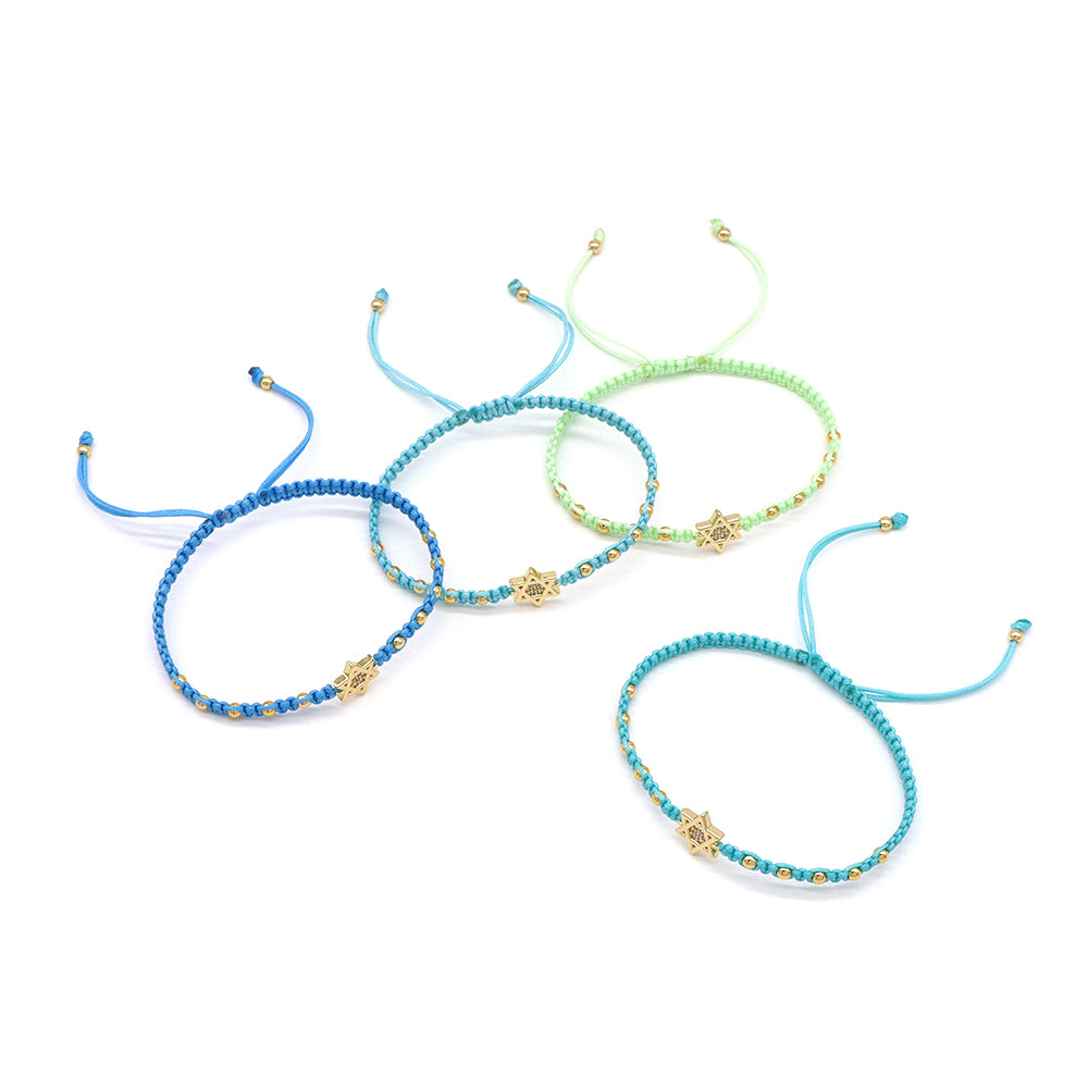 Handmade Customizable Brass Charm Bracelet With Cotton Wire