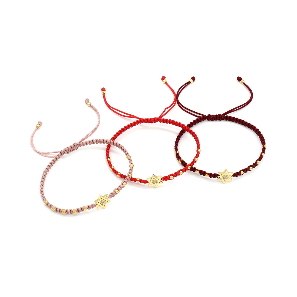 Handmade Customizable Brass Charm Bracelet With Cotton Wire