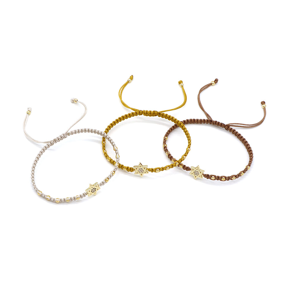 Handmade Customizable Brass Charm Bracelet With Cotton Wire