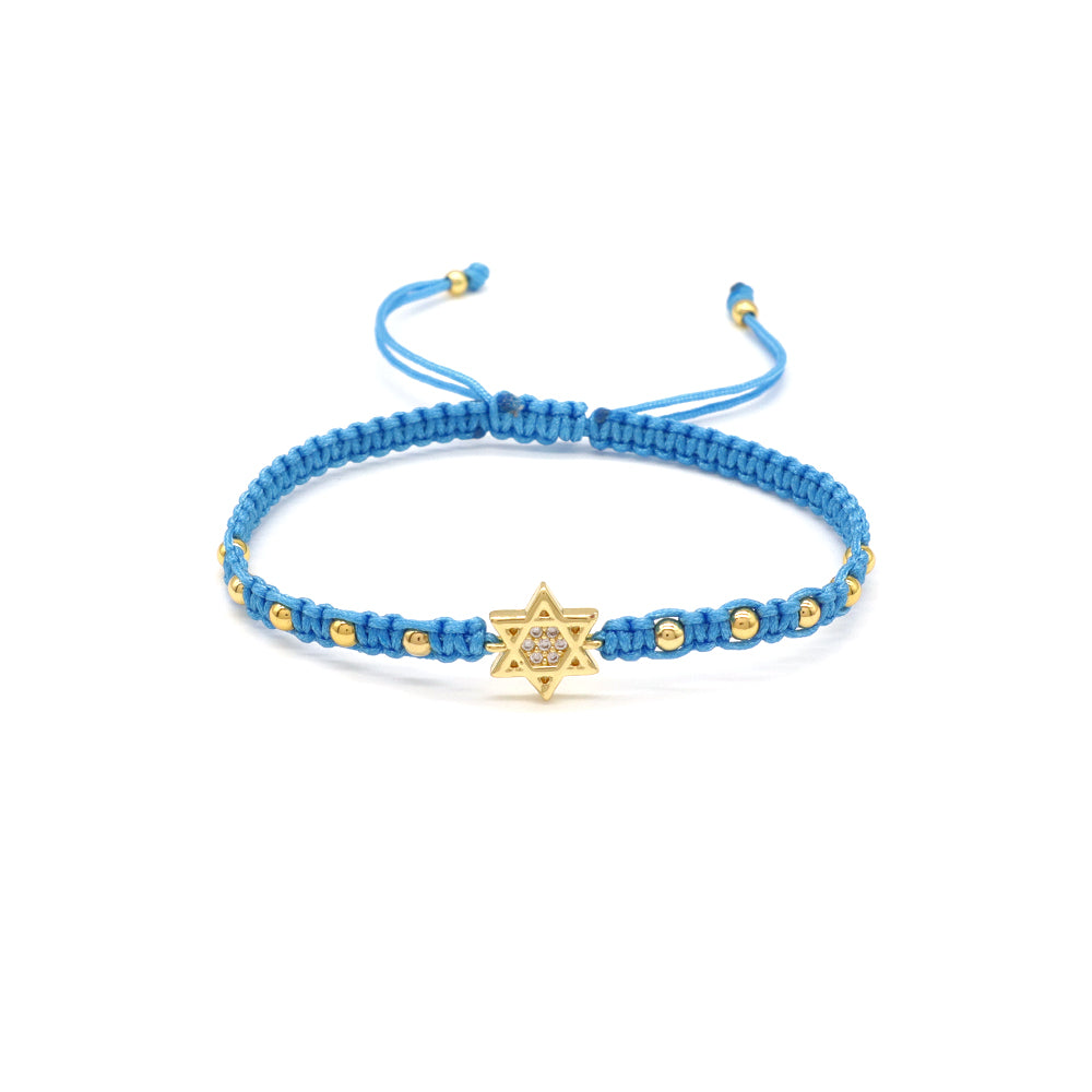 Handmade Customizable Brass Charm Bracelet With Cotton Wire