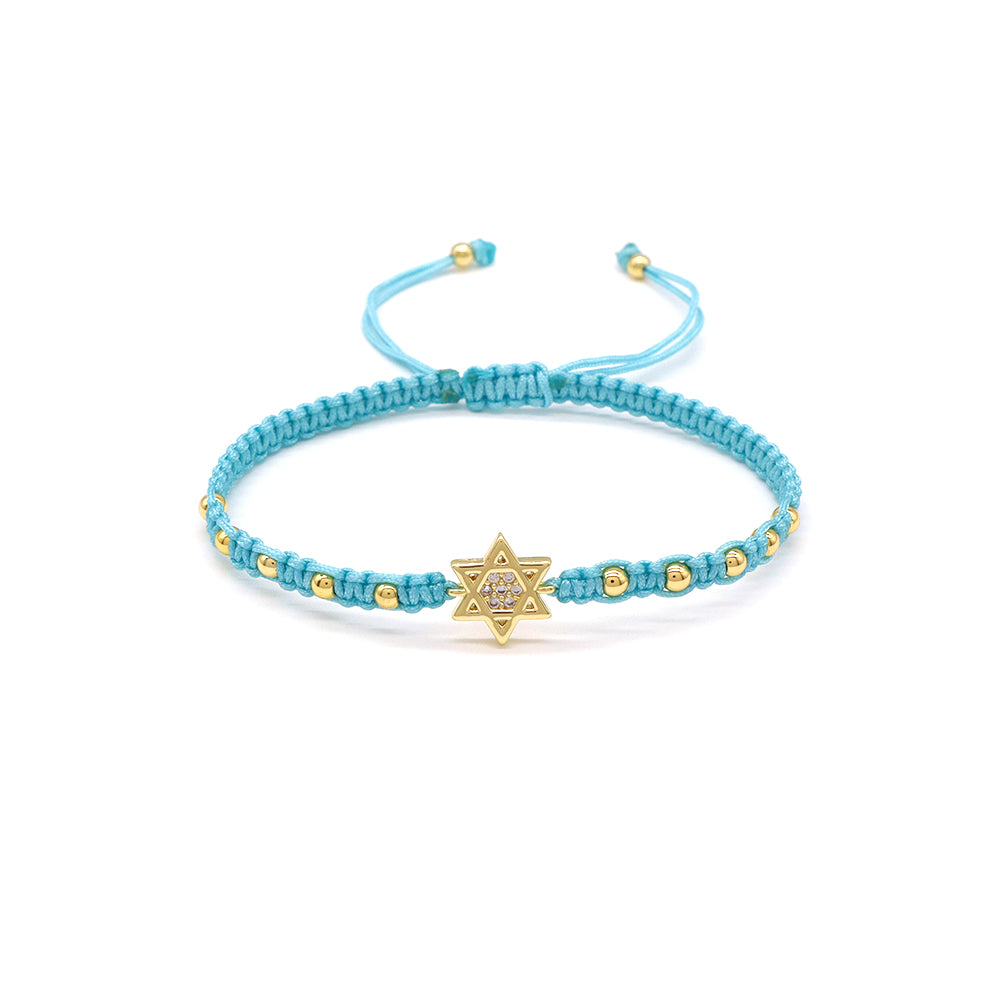 Handmade Customizable Brass Charm Bracelet With Cotton Wire
