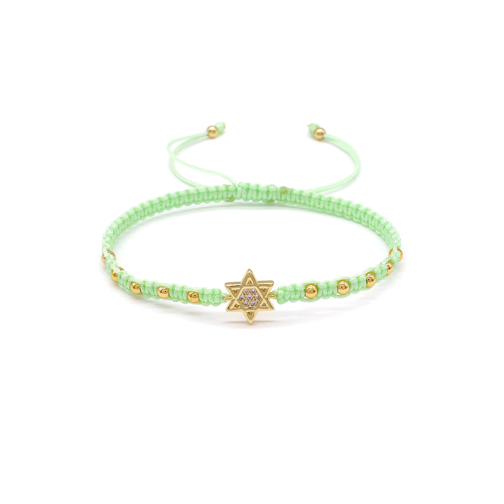 Handmade Customizable Brass Charm Bracelet With Cotton Wire