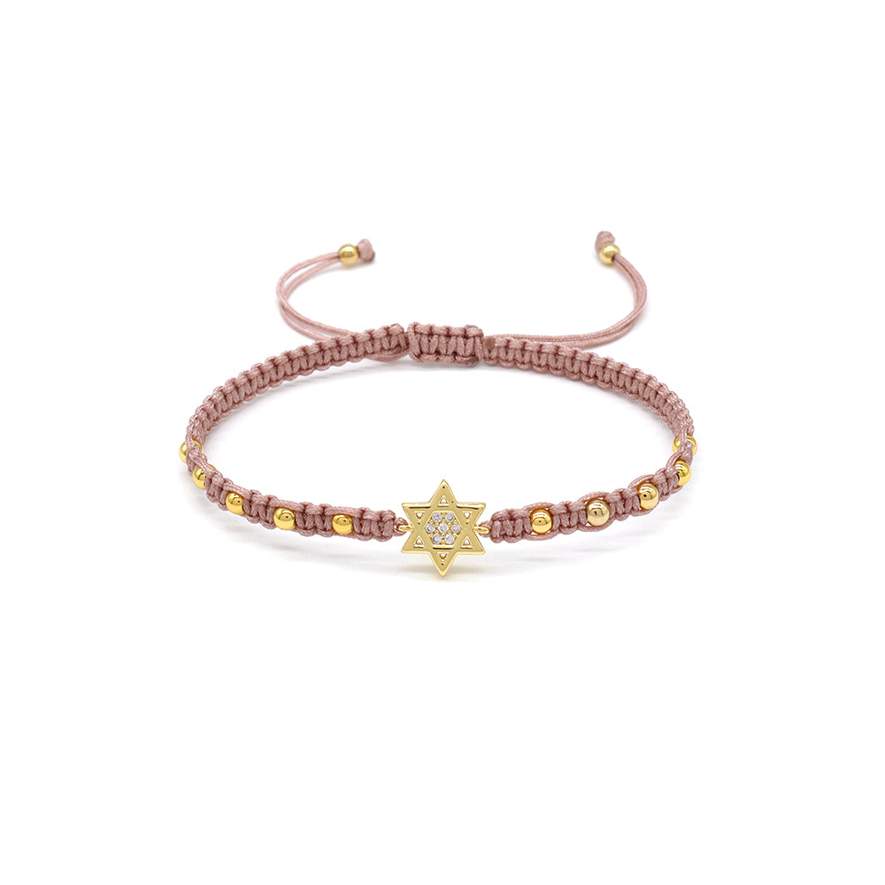 Handmade Customizable Brass Charm Bracelet With Cotton Wire
