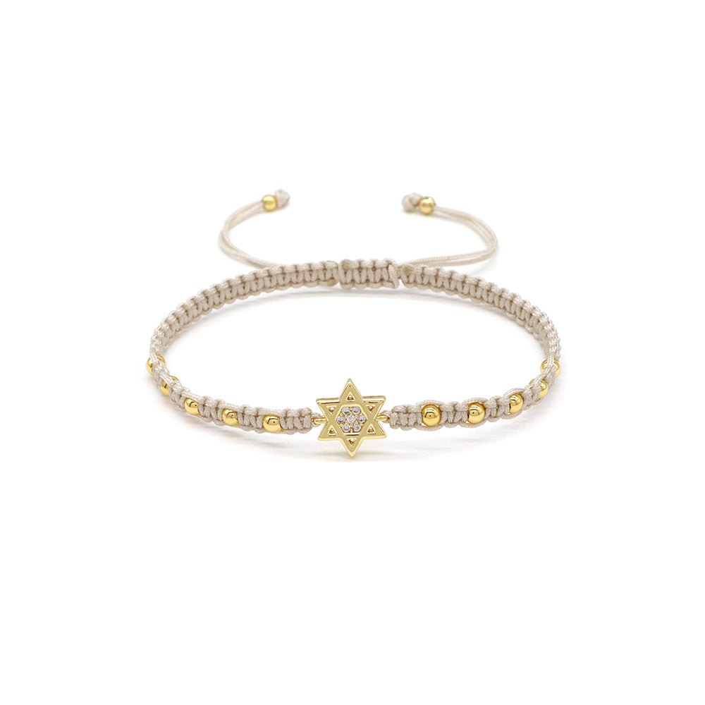 Handmade Customizable Brass Charm Bracelet With Cotton Wire