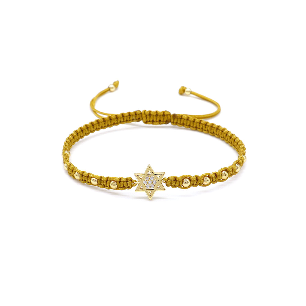 Handmade Customizable Brass Charm Bracelet With Cotton Wire