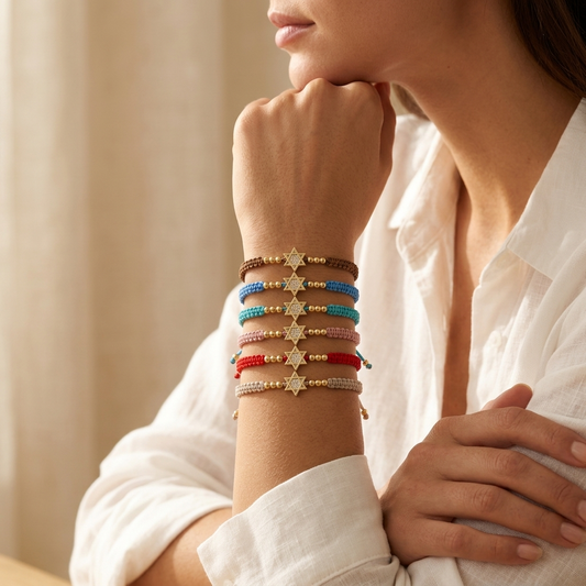 Handmade Customizable Brass Charm Bracelet With Cotton Wire