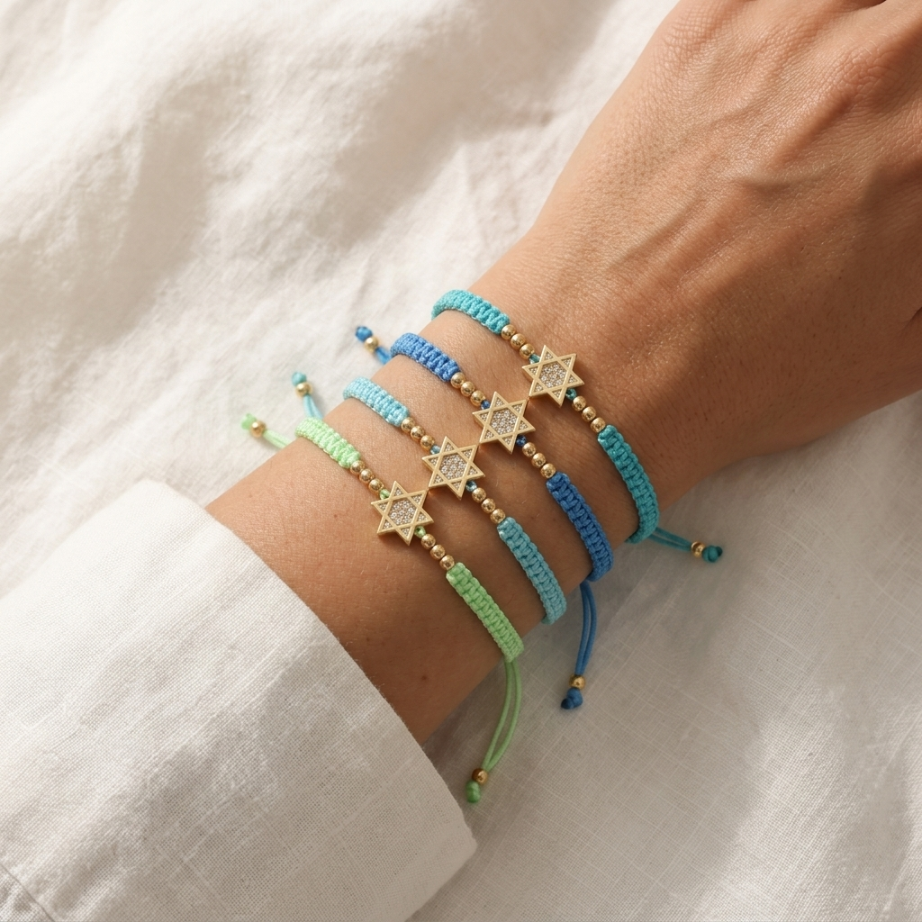 Handmade Customizable Brass Charm Bracelet With Cotton Wire