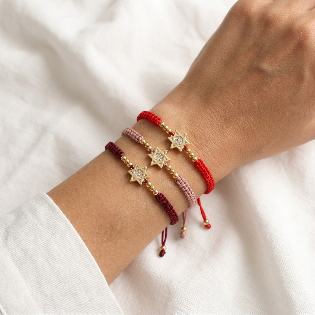Handmade Customizable Brass Charm Bracelet With Cotton Wire