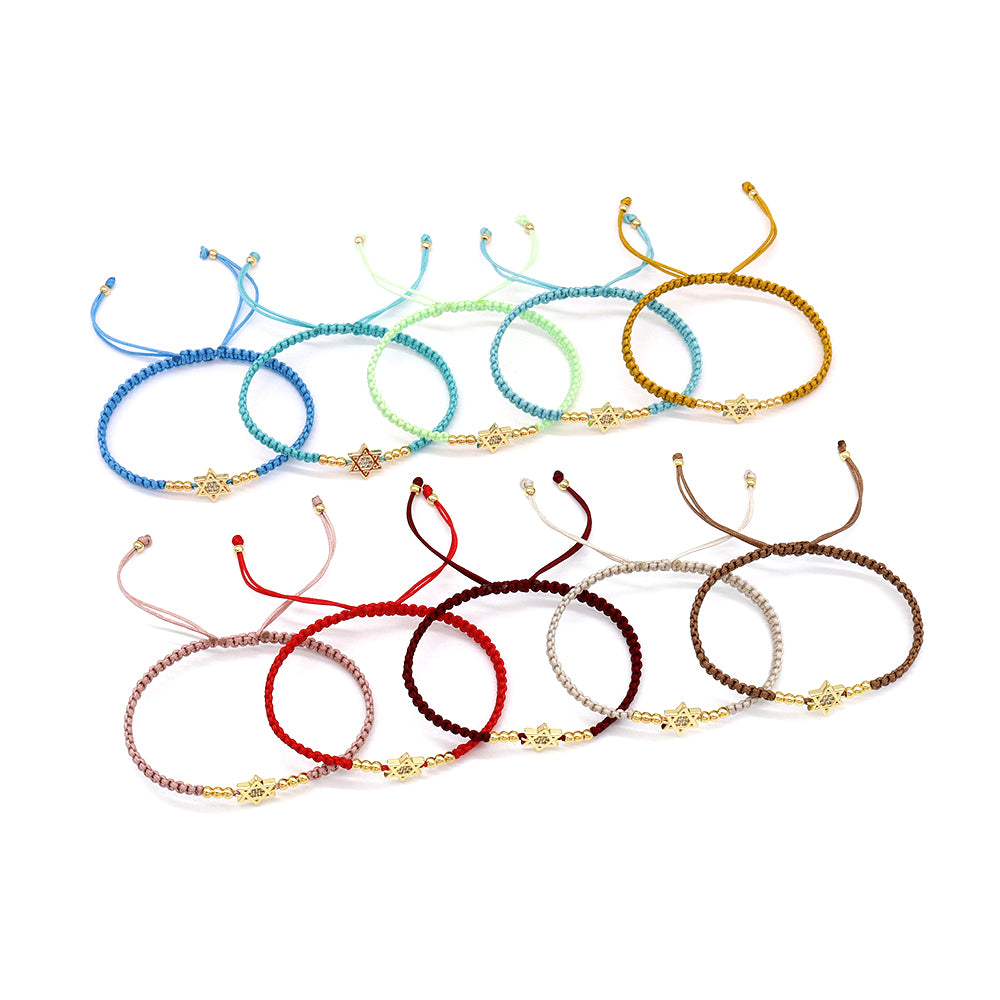 Handmade Customizable Brass Charm Bracelet With Cotton Wire