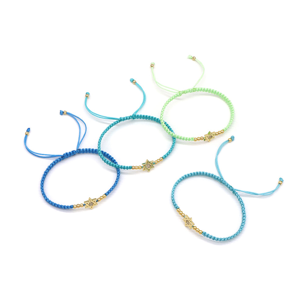 Handmade Customizable Brass Charm Bracelet With Cotton Wire