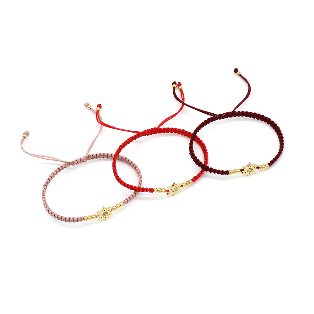 Handmade Customizable Brass Charm Bracelet With Cotton Wire