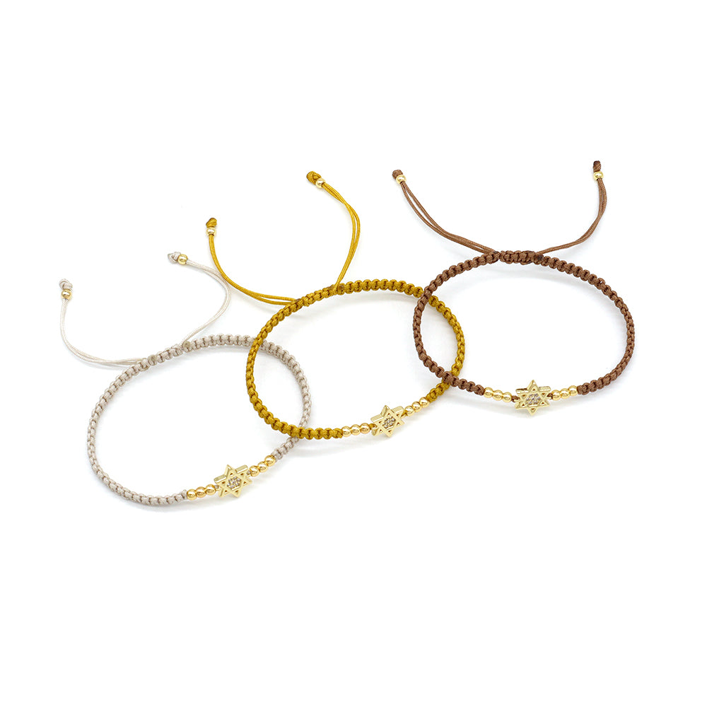 Handmade Customizable Brass Charm Bracelet With Cotton Wire