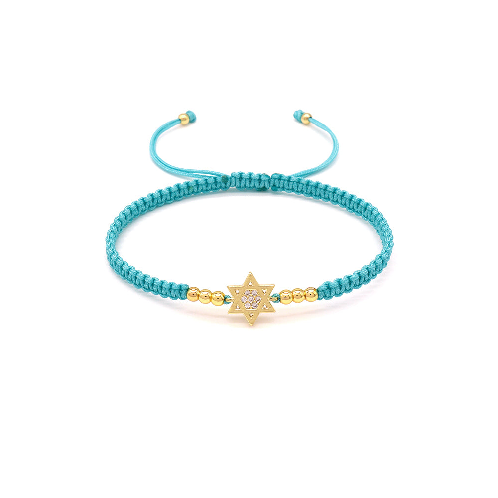 Handmade Customizable Brass Charm Bracelet With Cotton Wire