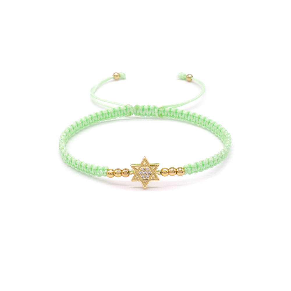 Handmade Customizable Brass Charm Bracelet With Cotton Wire